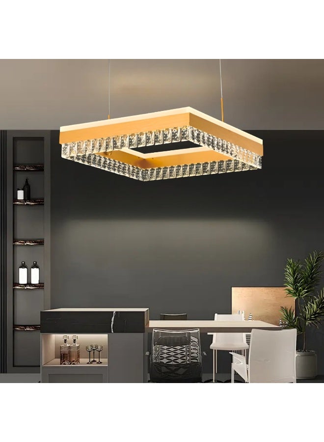 Target Crystal Light Fixtures, Square Modern Chandeliers, Crystal Ceiling Light Fixture for Bedroom, Entryway, Bathroom, Hallway, Kitchen Gold  - Image 1