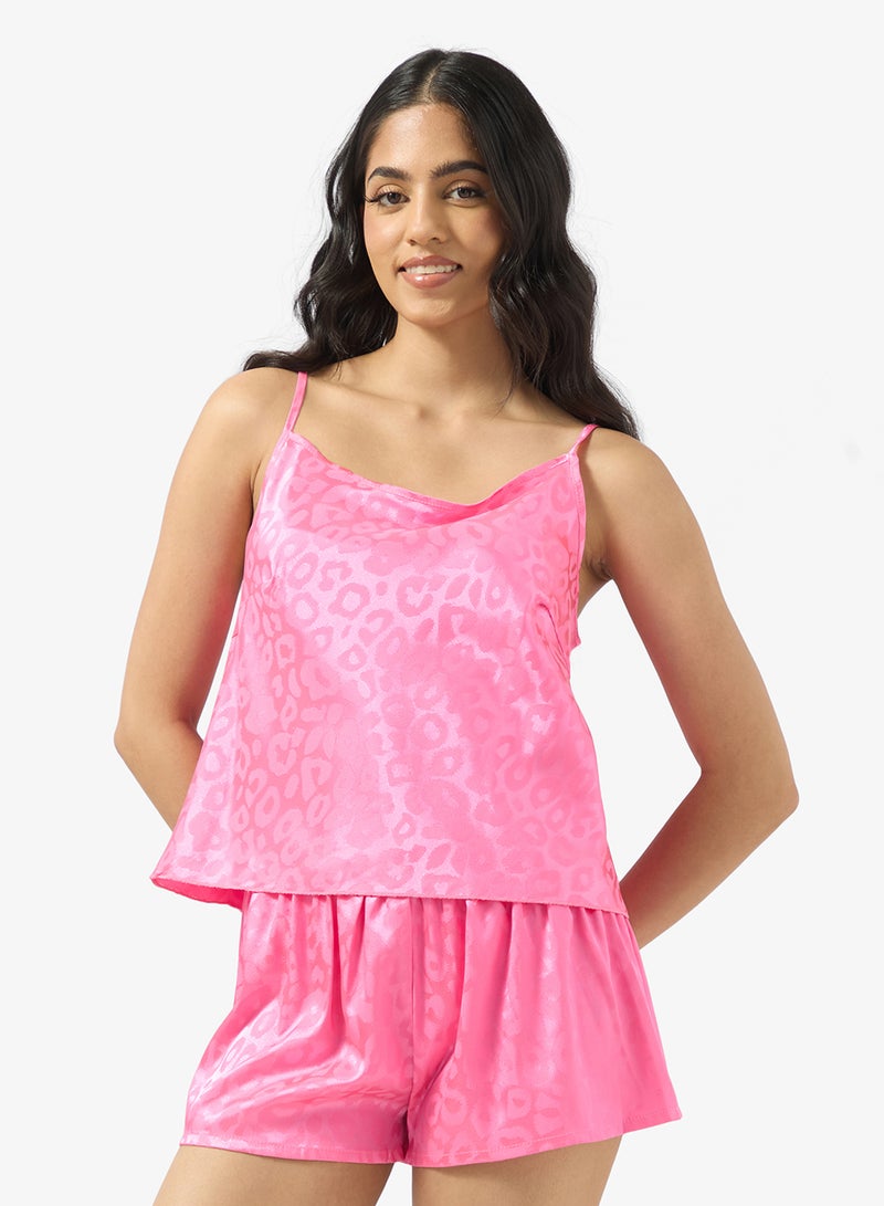 Ginger Satin Animal Print Cami & Short PJ Set - Image 3