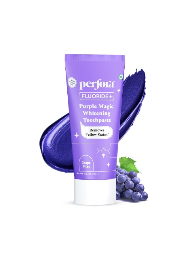 Perfora Purple Whitening Toothpaste-75g | Purple Toothpaste For Teeth Whitening | Teeth Stain Remover | Enamel Safe & Effective Teeth Whitener Oral care | Grape Mint - Image 1
