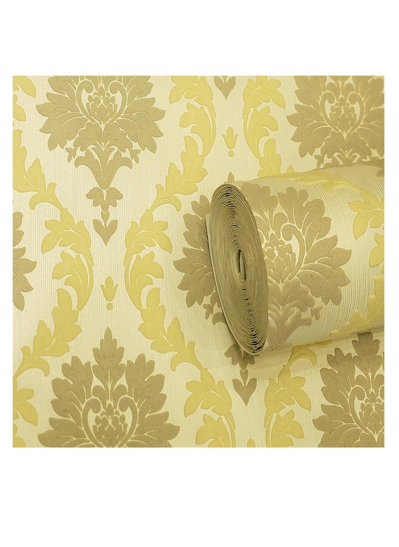 MAF Wallpaper MAF Wallpaper BR200201 Embossed Vintage Design Wallpaper, Preminum Limited Edition Wallpapers, Non-Woven Wallpaper for living room, bedroom, study, TV background, hotel, office & more - Light Yellow  - Image 1