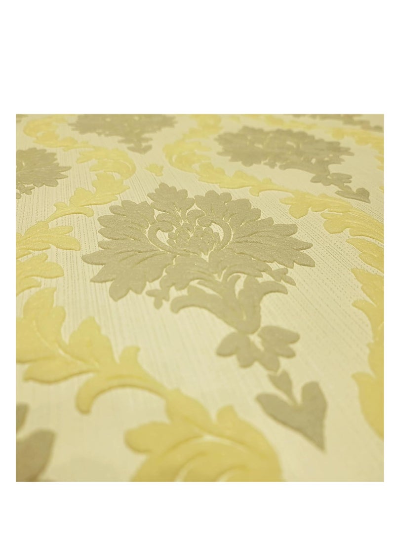 MAF Wallpaper MAF Wallpaper BR200201 Embossed Vintage Design Wallpaper, Preminum Limited Edition Wallpapers, Non-Woven Wallpaper for living room, bedroom, study, TV background, hotel, office & more - Light Yellow  - Image 3