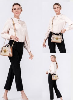 BLLE ROWN Women's Luxury Handbag Elegant Top Handle Satchel Bag with Ribbon For Decoration Stylish Shoulder Bag Crossbody Bag For Ladies,Ideal Gift for Women,Perfect For Casual & Formal Outfits  - Image 3