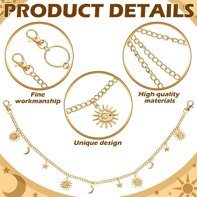 Jadive 5 Pieces Chain Belt Jeans Pants Pocket Waist Multi-Layer Hip Hop Metal Wallet Chain for Men Women - Image 5