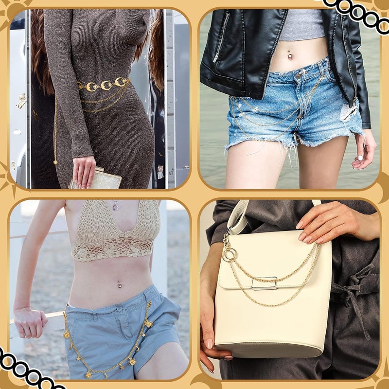 Jadive 5 Pieces Chain Belt Jeans Pants Pocket Waist Multi-Layer Hip Hop Metal Wallet Chain for Men Women - Image 4