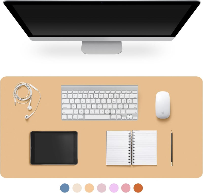 CADONO Leather Desk Pad Protector, Non-Slip PU Leather Large Mouse Pad, Easy Clean Desk Protector Mat, Writing Pad for Office/Home/Decor (Apricot, 23.6" x 13.7") - Image 1