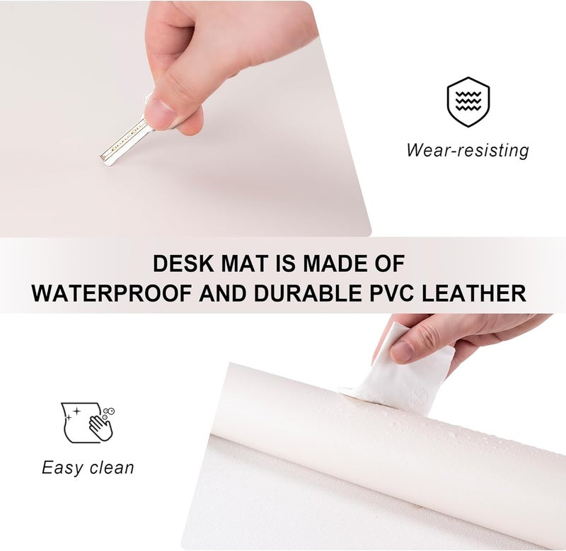 CADONO Leather Desk Pad Protector, Non-Slip PU Leather Large Mouse Pad, Easy Clean Desk Protector Mat, Writing Pad for Office/Home/Decor (Apricot, 23.6" x 13.7") - Image 2