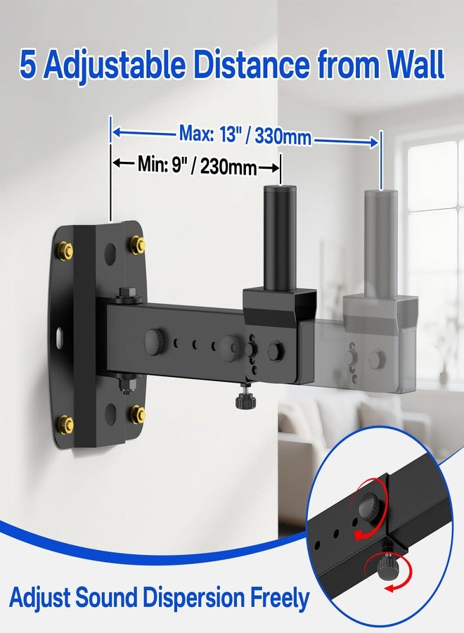 Rimous Heavy Duty Speaker Mounts for PA Speaker Wall Mount - Adjustable Tilt & Swivel Wall Mount Brackets for Professional Audio PA Speakers Mounting Brackets Holds 110lbs Large Speakers, 2 Pack - Image 3