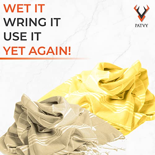 PATVY Bath Towels| Light Weight Turkish Style Bath Towels For Men Large Size Cotton|75 X 150Cm Quick Absorption &Faster Drying Bath Towel For Women| 100% Cotton (Pack Of 2, Yellow & Beige), 90 TC - Image 4