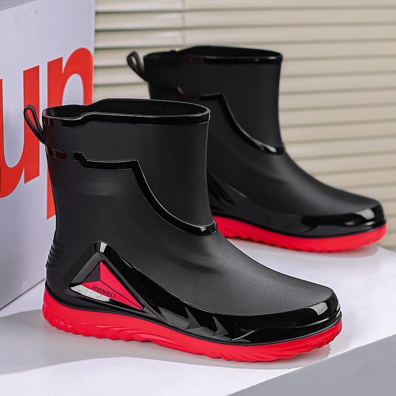 أحذية المطر الرجال 2025 الجديدة Overshoes Takeaway راكب أحذية المياه منتصف أنبوب العمل السلامة أحذية المطر - Image 5
