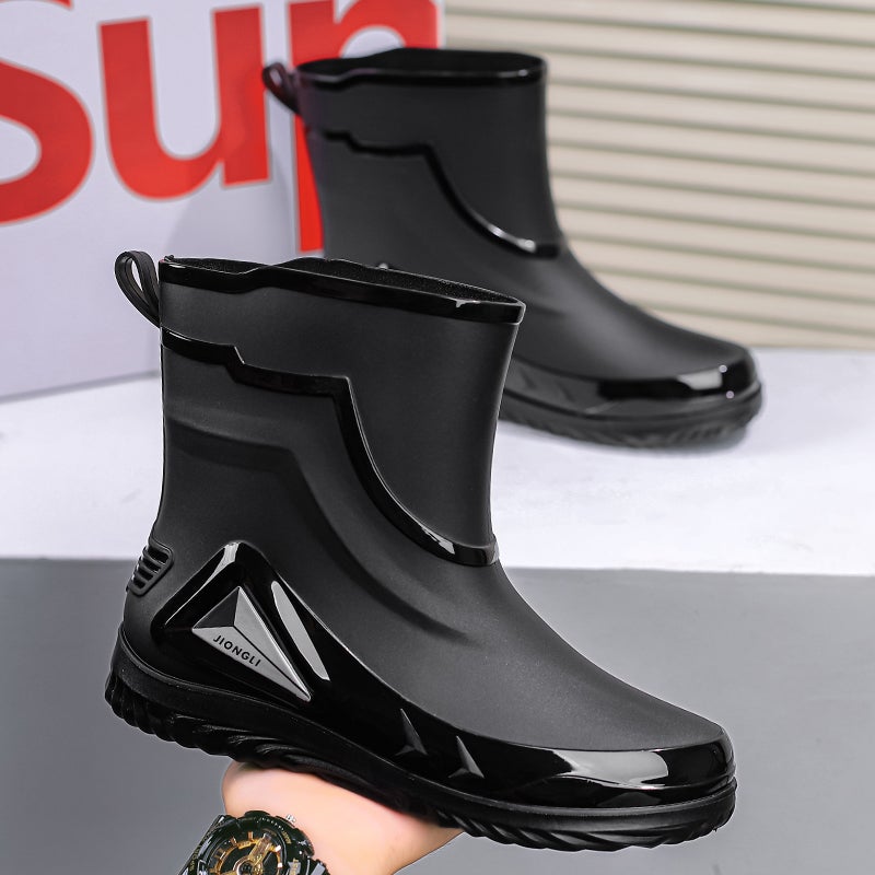 أحذية المطر الرجال 2025 الجديدة Overshoes Takeaway راكب أحذية المياه منتصف أنبوب العمل السلامة أحذية المطر - Image 2