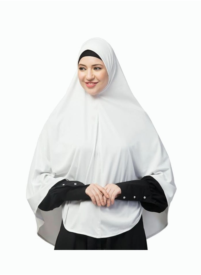 Perfectory - PERFECTORY Lightweight Instant Hijab, Lycra Blend, All Seasons, Prayers, Sports, Size XX-Large - White - Image 1