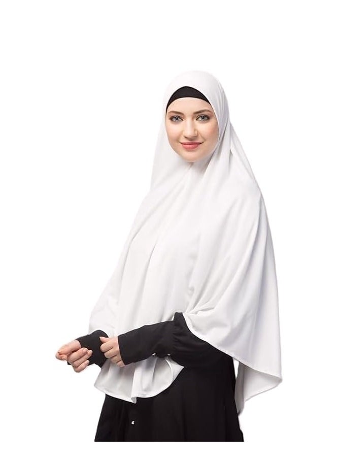 Perfectory - PERFECTORY Lightweight Instant Hijab, Lycra Blend, All Seasons, Prayers, Sports, Size XX-Large - White - Image 1