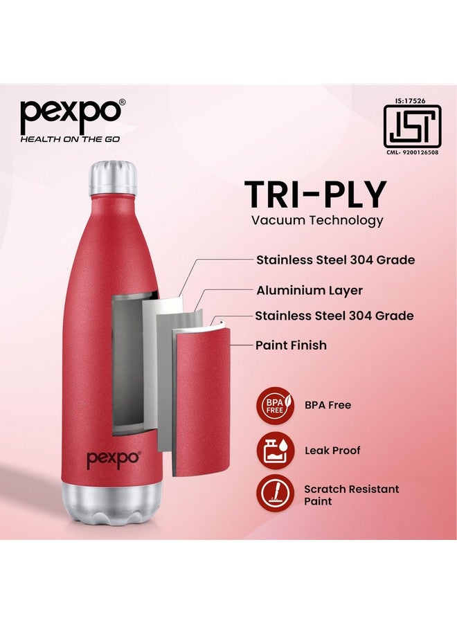 PEXPO Electro Pro 1000 Hot & Cold ISI Certified | Stainless Steel Water Bottle - 980ml, Crimson Red | Thermoflask | Office Bottle | Workout | Travelling | Home | RCB Edition - Image 4