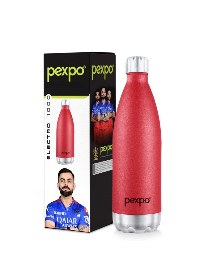 PEXPO Electro Pro 1000 Hot & Cold ISI Certified | Stainless Steel Water Bottle - 980ml, Crimson Red | Thermoflask | Office Bottle | Workout | Travelling | Home | RCB Edition - Image 1