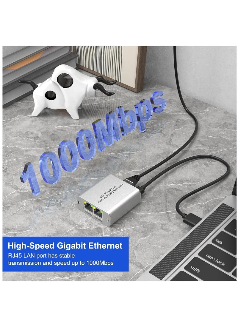Generic Ethernet Cable Splitter 1 to 2 with High-Speed 1000Mbps - Ethernet Splitter with USB Power Cable, Extra Ethernet Ports for Router, Cat 5/6 RJ-45 LAN Y-Splitterr[2 Devices Simultaneously Networking]  - Image 4