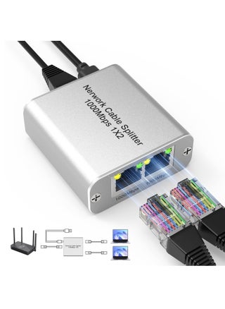 Ethernet Cable Splitter 1 to 2 with High-Speed 1000Mbps - Ethernet Splitter with USB Power Cable, Extra Ethernet Ports for Router, Cat 5/6 RJ-45 LAN Y-Splitterr[2 Devices Simultaneously Networking] - pzsku/Z351F5F1CF75FCB2B6915Z/45/_/1724774127/fd20ce82-79be-4d58-869f-9be42f69b687