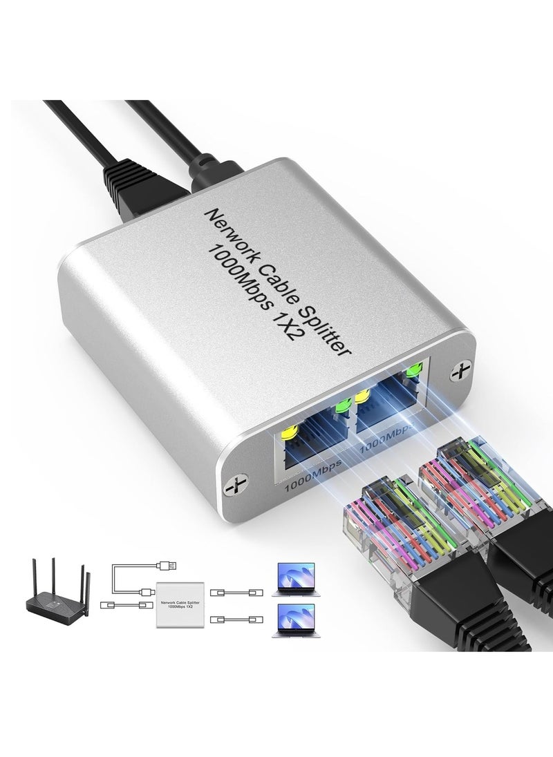 Generic Ethernet Cable Splitter 1 to 2 with High-Speed 1000Mbps - Ethernet Splitter with USB Power Cable, Extra Ethernet Ports for Router, Cat 5/6 RJ-45 LAN Y-Splitterr[2 Devices Simultaneously Networking]  - Image 1
