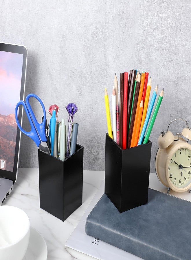 Limbeuuu 10 Pack Black Acrylic Pen Holder, Desktop Pencil Organizer Makeup Brush Holder Acrylic Pencil Cup Stationery Storage for Desk Office Pen Organizer - Image 5