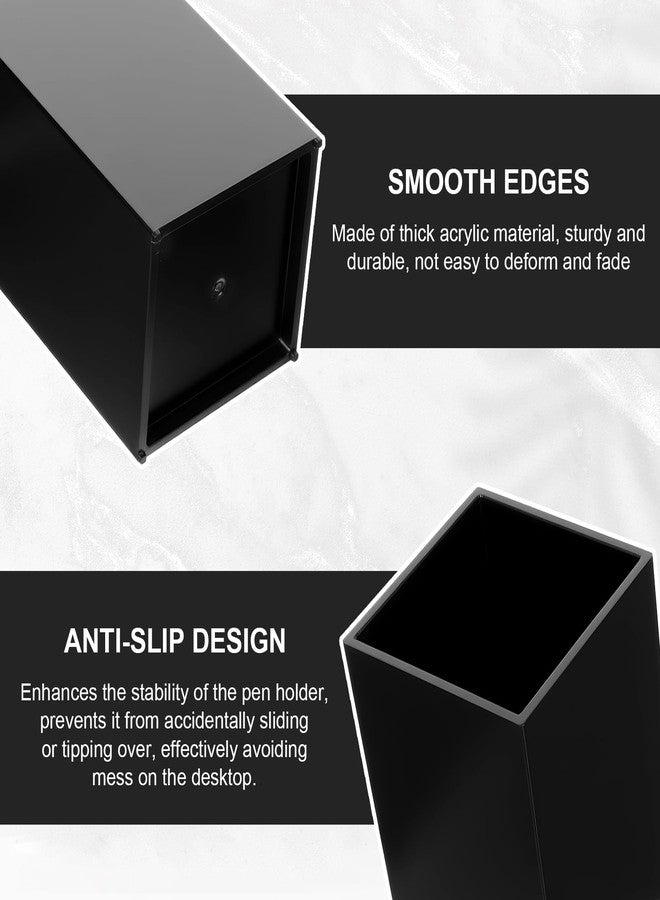 Limbeuuu 10 Pack Black Acrylic Pen Holder, Desktop Pencil Organizer Makeup Brush Holder Acrylic Pencil Cup Stationery Storage for Desk Office Pen Organizer - Image 3