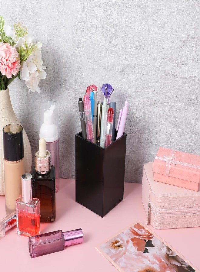 Limbeuuu 10 Pack Black Acrylic Pen Holder, Desktop Pencil Organizer Makeup Brush Holder Acrylic Pencil Cup Stationery Storage for Desk Office Pen Organizer - Image 4