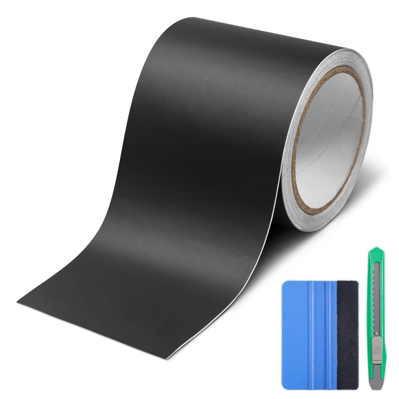 Lypumso Matte Black Vinyl Wrap Tape Roll 4 Inch x 30ft SelfAdhesive Black Out Chrome Delete Tape with Tool Kit Air Release Adhesive Detailing Wrap DIY Car Door Sill Window Trim Edge Guard Protective - Image 2