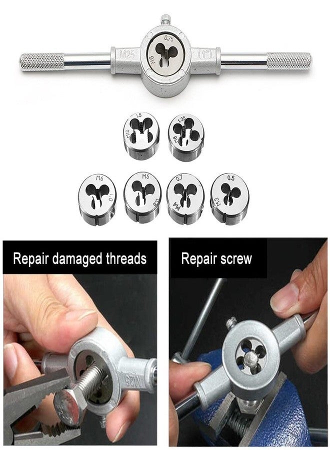 Mass Pro 8Pc Metric Die Set with Adjustable Holder - M3 to M12 Hand Thread Cutter Tools for Bolt & Rod Repair, Manual Threading Kit for Metalwork, DIY & Mechanical Use - Image 2