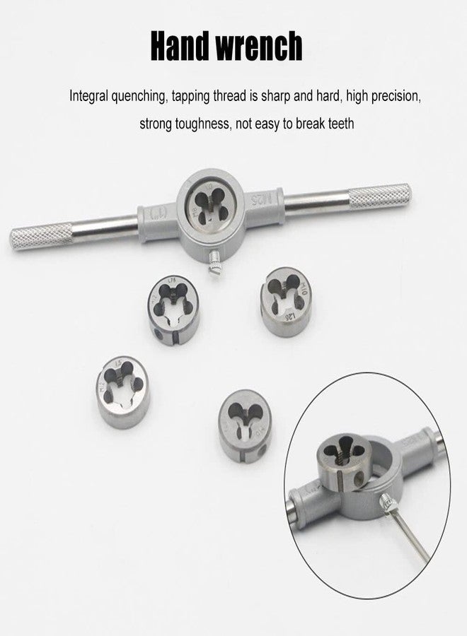 Mass Pro 8Pc Metric Die Set with Adjustable Holder - M3 to M12 Hand Thread Cutter Tools for Bolt & Rod Repair, Manual Threading Kit for Metalwork, DIY & Mechanical Use - Image 3