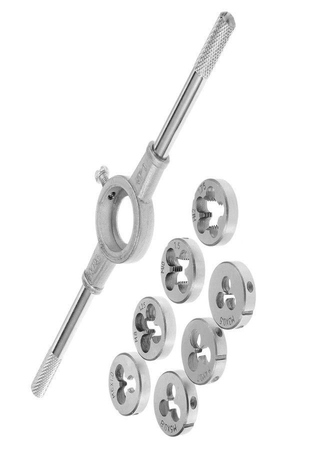 Mass Pro 8Pc Metric Die Set with Adjustable Holder - M3 to M12 Hand Thread Cutter Tools for Bolt & Rod Repair, Manual Threading Kit for Metalwork, DIY & Mechanical Use - Image 1