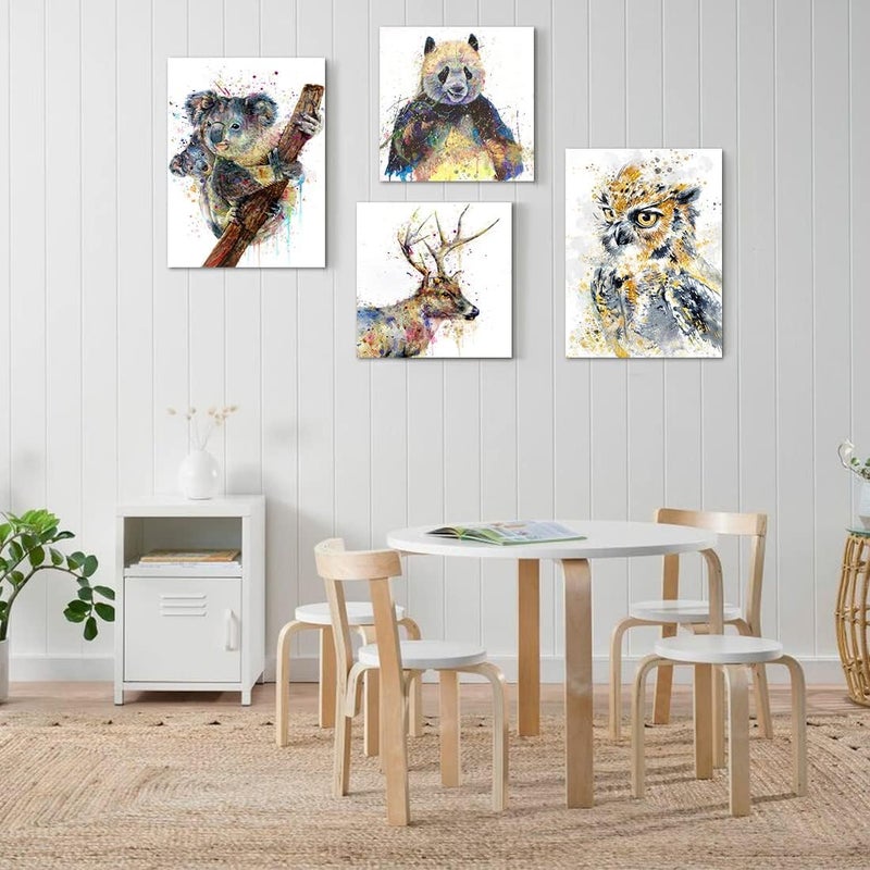 C8BUSIS Panda Wall Artwork, Funny Animal Wall Art, Splash-Ink Paintings Wall Decor, Modern Art Wall Decor for Living Room Bedroom Bathroom Nursery Office Baby Room, Framed Canvas Wall Art 12X12inch - Image 4