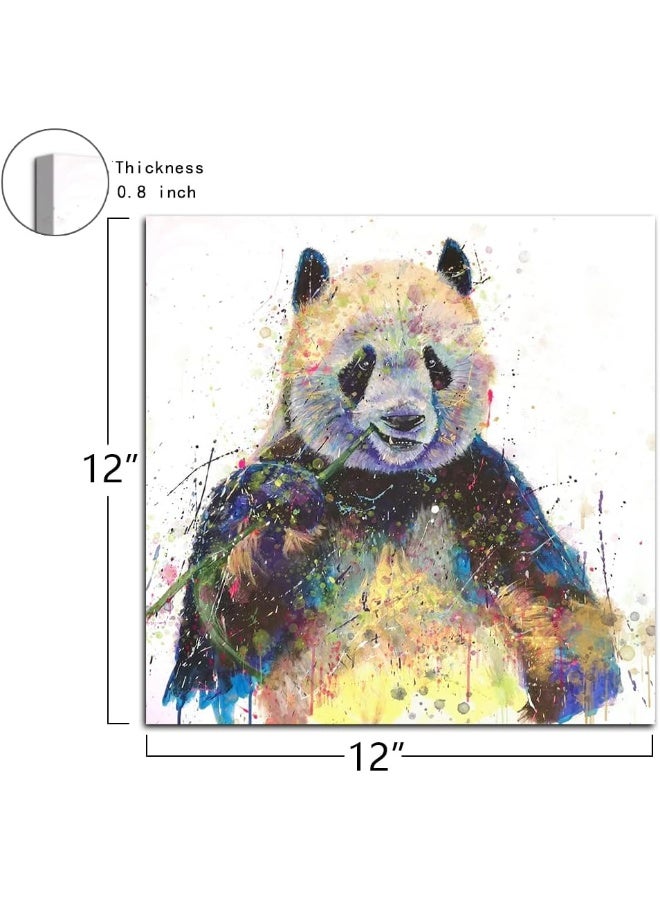 C8BUSIS Panda Wall Artwork, Funny Animal Wall Art, Splash-Ink Paintings Wall Decor, Modern Art Wall Decor for Living Room Bedroom Bathroom Nursery Office Baby Room, Framed Canvas Wall Art 12X12inch - Image 2