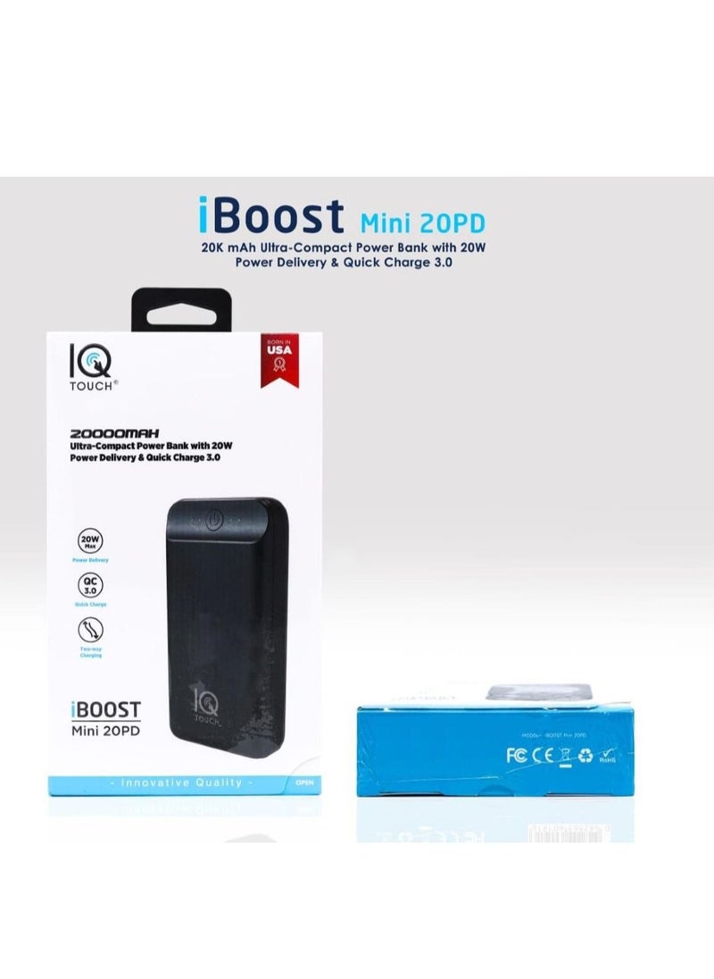 IQ TOUCH - IQ Touch Ultra-Compact  20000 mah Power Bank With 20w PD and QC 3.0 Dual USB Output USB-C - Image 1