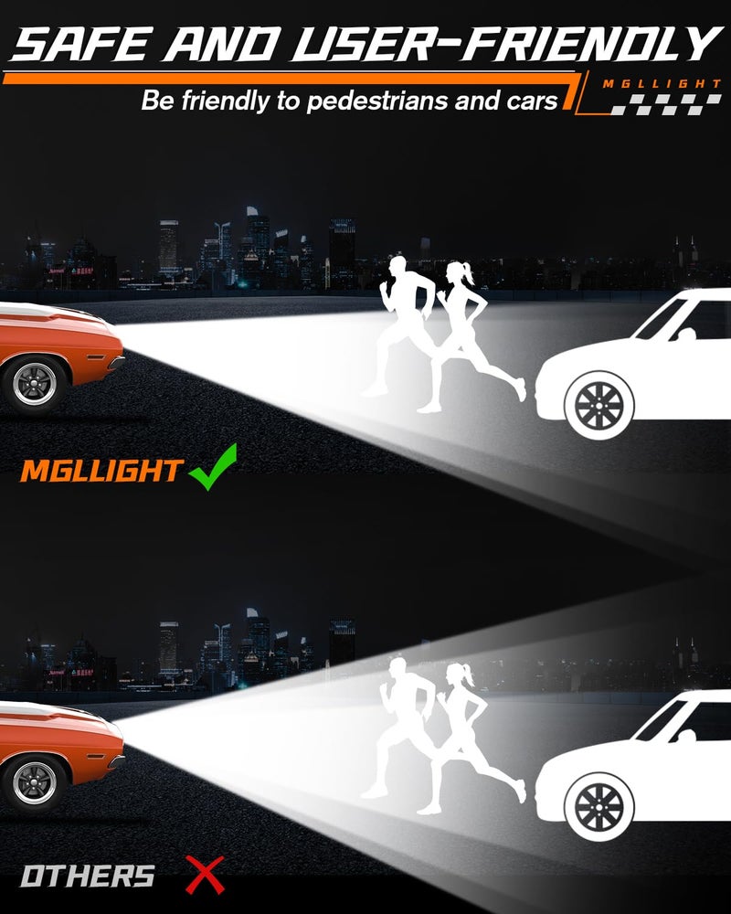 MGLLIGHT 5-3/4 100% Anti-Glare Halo Headlight 4PCS 5.75 Inch LED Headlights DRL Turn Signals DOT Approved Compatible with Chevelle, El Caminos, Firebird, Semi 349 359 Set - Image 4