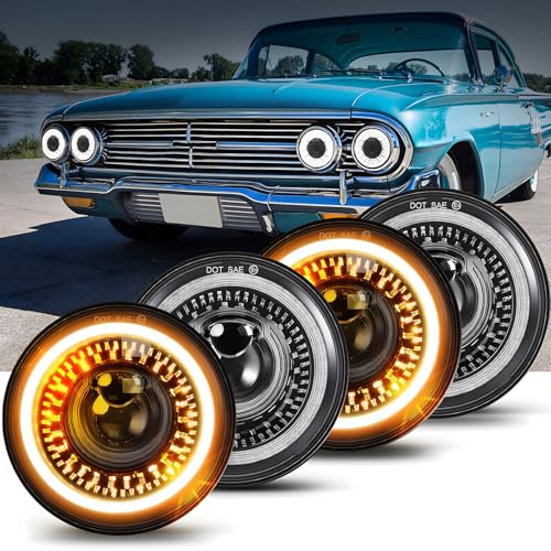 MGLLIGHT 5-3/4 100% Anti-Glare Halo Headlight 4PCS 5.75 Inch LED Headlights DRL Turn Signals DOT Approved Compatible with Chevelle, El Caminos, Firebird, Semi 349 359 Set - Image 1