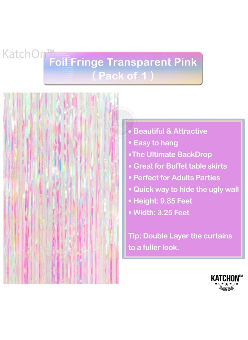 KATCHON - Transparent White Foil Fringe Curtain Backdrop Pack of 1 | Holographic Foil Curtain for Eid Decoration | White Streamers Transparent For Birthday Decorations - Image 1