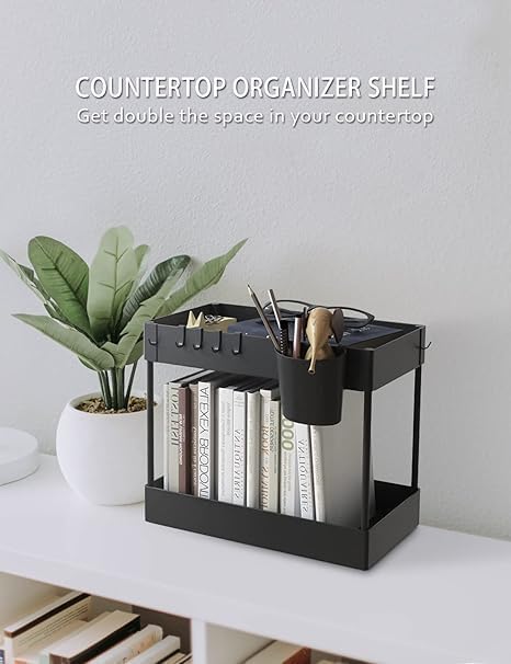 PIPULSE 2Tier Under Sink Storage Organizer with Baskets HooksOrganizador de Cocina y Estante de AlmacenamientoSoporte de Especias para Despensaie Kitchen Bathroom 37D x 21W x 38H CM - Image 5