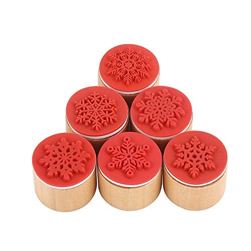 DECORA 6 Pieces Snowflake Floral Wooden Rubber Stamps for Card Making Scrapbooking and Crafts - Image 3