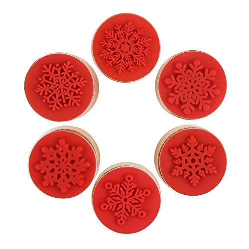 DECORA 6 Pieces Snowflake Floral Wooden Rubber Stamps for Card Making Scrapbooking and Crafts - Image 1