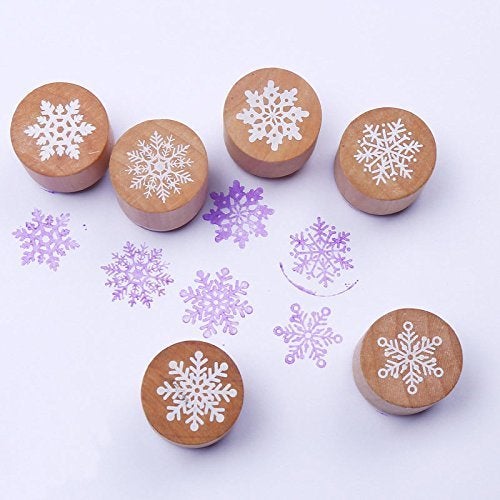 DECORA 6 Pieces Snowflake Floral Wooden Rubber Stamps for Card Making Scrapbooking and Crafts - Image 5