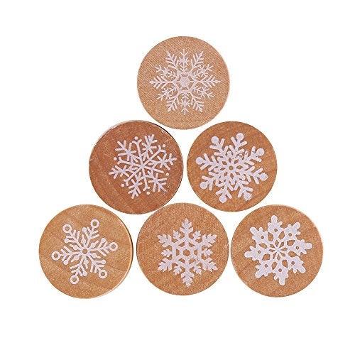 DECORA 6 Pieces Snowflake Floral Wooden Rubber Stamps for Card Making Scrapbooking and Crafts - Image 4