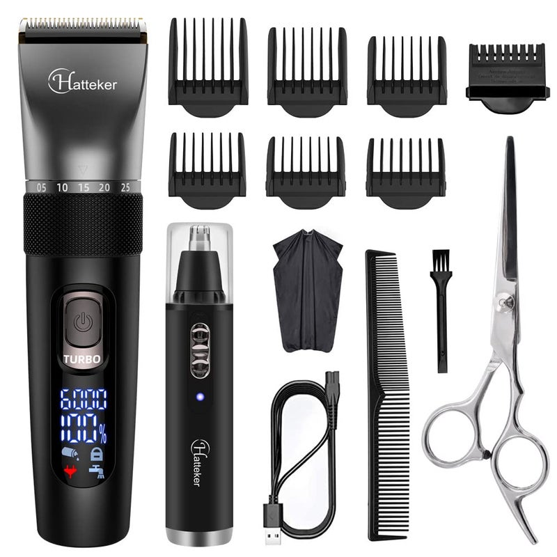 Hatteker Cordless Hair Clipper Beard Hair Trimmer Hair Cutting Kit for Men Women Kids Barber Clippers Nose Hair Trimmer IPX7 Waterproof Professional - Image 1
