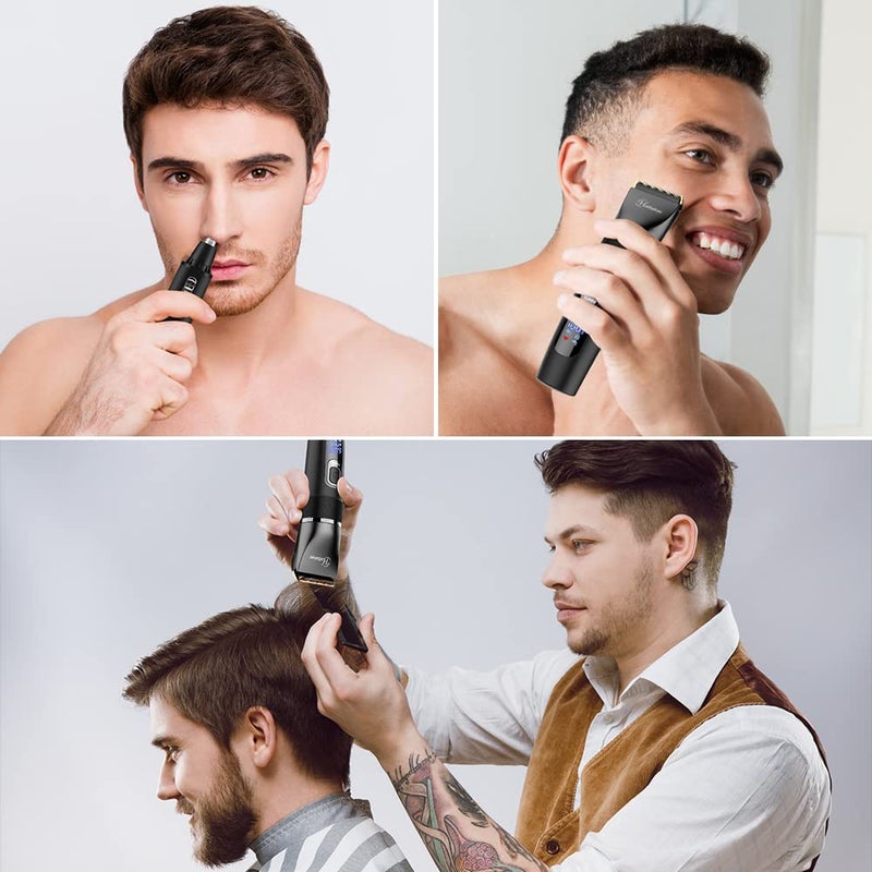 Hatteker Cordless Hair Clipper Beard Hair Trimmer Hair Cutting Kit for Men Women Kids Barber Clippers Nose Hair Trimmer IPX7 Waterproof Professional - Image 2