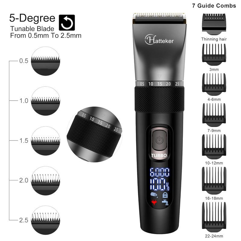 Hatteker Cordless Hair Clipper Beard Hair Trimmer Hair Cutting Kit for Men Women Kids Barber Clippers Nose Hair Trimmer IPX7 Waterproof Professional - Image 4
