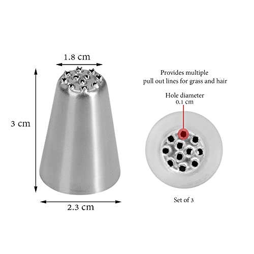 Skypia 3PCS Stainless Steel Grass Icing Nozzles Set Christmas Cupcake Mousse Cake Decorating Tips Piping Nozzles DIY Baking Tools (Multiple) - Image 2