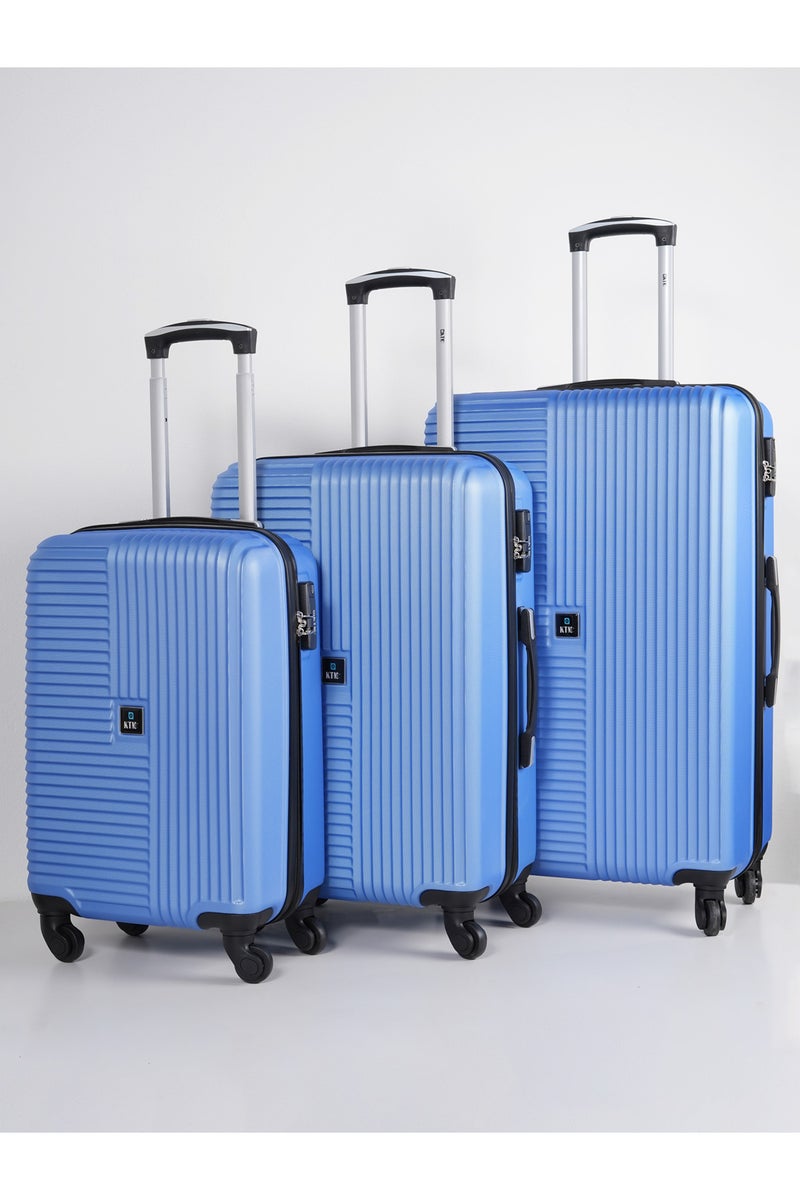 KTMC 3-Piece Luggage Set, ABS Material, Lightweight, 360° Rotated 4-Wheels, Tough Suitcase for Travel, Sizes 20/24/28 inches Sky Blue - Image 1