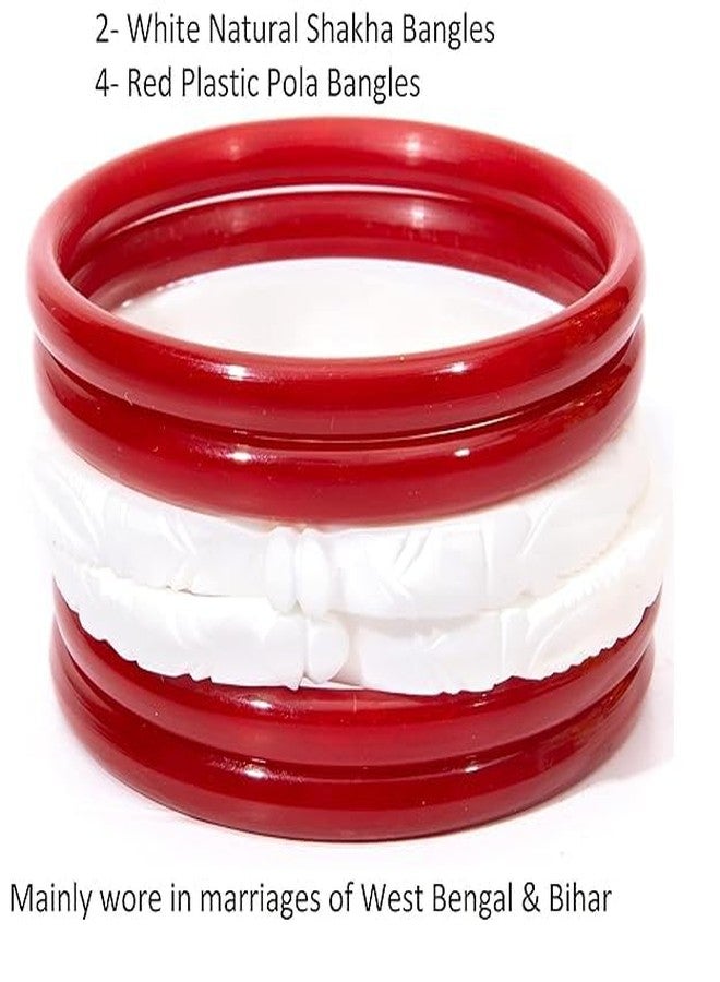 BANGLESKART Shakha Pola Bangles | Size-2.8 | Large Size | Bengali bangles for Married women(6Pcs) (2.8) - Image 3