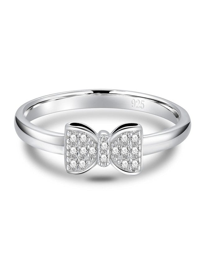 BORUO خاتم بوريو من الفضة الإسترلينية 925، عقد حب كلاسيكي مع رباط، خواتم وعد مع زركونيا مكعبة، خاتم زفاف مقاس 5 - Image 2