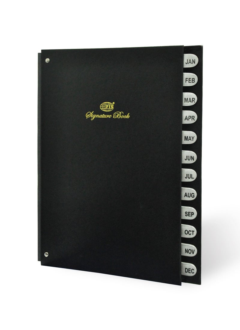 FIS - FIS Signature Book 12-Divisions Vinyl Cover, 240x340 mm, Black - FSCLJAN-DEC - Image 1