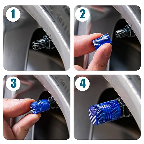 AQUAOK Tire Valve Stem Caps - 4 Pack Anti-Corrosion Premium Anodized Alloy Tyre Air Valve Caps N2 Nitrogen for Car SUV Bike Blue - Image 5