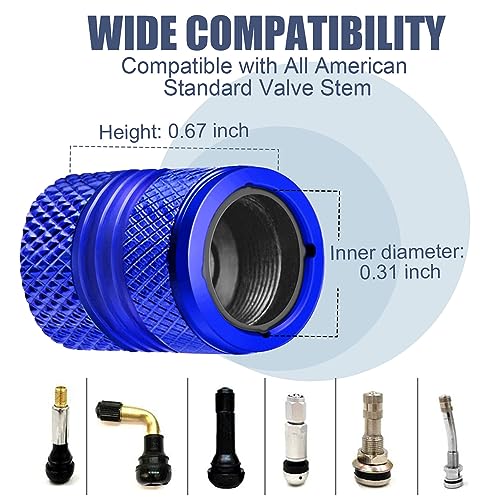 AQUAOK Tire Valve Stem Caps - 4 Pack Anti-Corrosion Premium Anodized Alloy Tyre Air Valve Caps N2 Nitrogen for Car SUV Bike Blue - Image 3