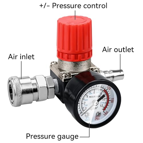 Preciva Air Compressor Pressure Regulator with Dial Gauge, 0-175 PSI Air Gauge for Air Compressor and Air Tools (Four Way Valve) - Image 5